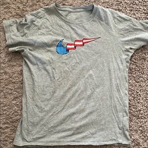 Nike Gray and Blue Short Sleeve Tee with American Flag Graphic